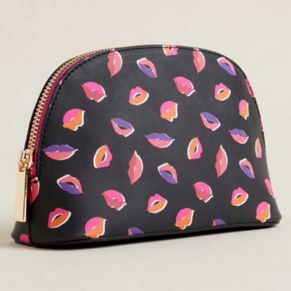 🆕💋 Muah Kisses Makeup Bag NWT Torrid New Cosmetic Bag Black Pink💋 - Picture 3 of 4